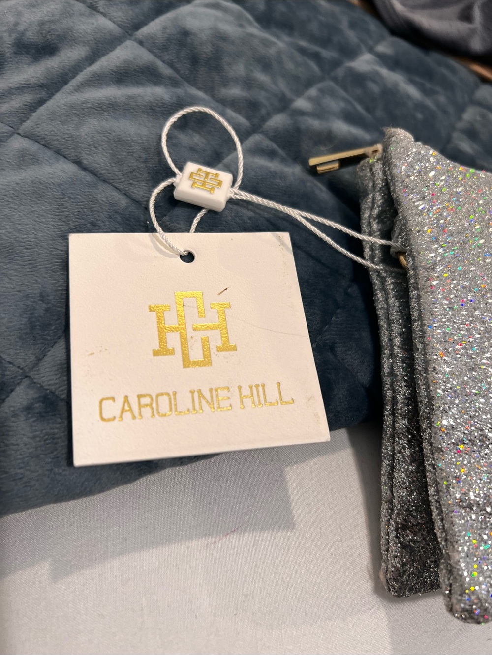 Caroline Hill Silver Glitter wristlet and clutch - Picture 3 of 6